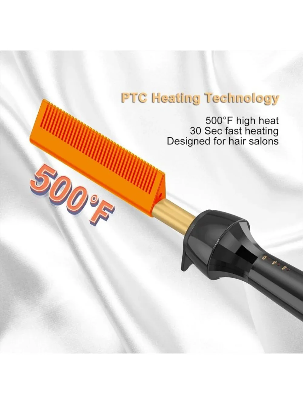 500℉ Hot Comb Straightener for Black Hair - Fast Heating, Auto-Off, Dual Voltage